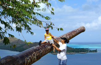 Evidence of Bora Bora's military history during World War Two